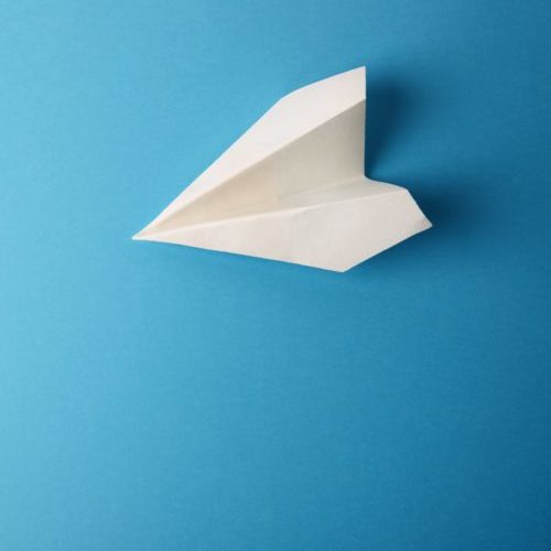 Travel plane concept.Mockup design of travel concept with plane on blue color background