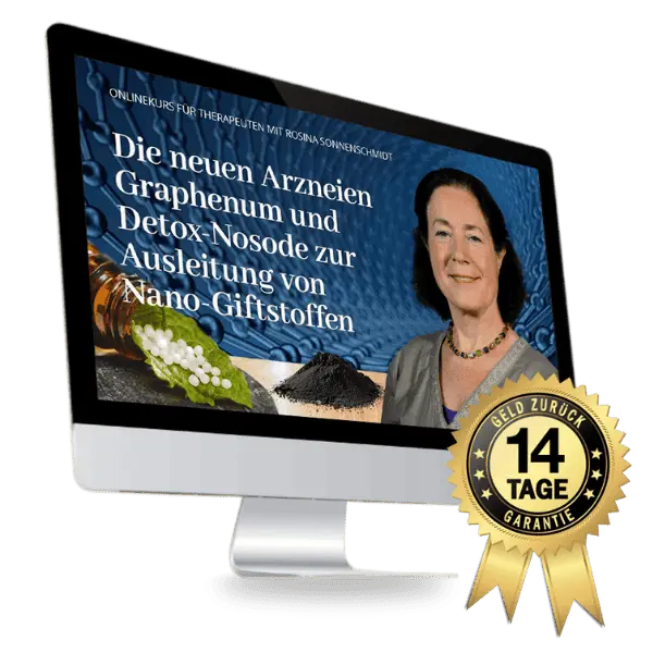 schwarzes, feinpulvriges Material mit Text und Rosina