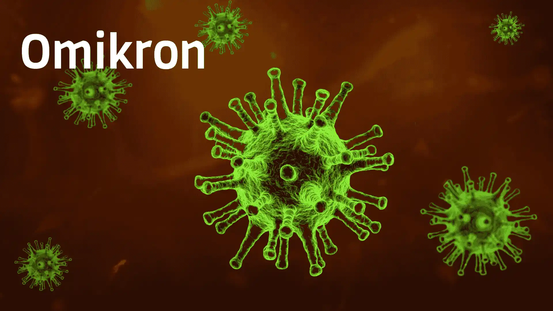 Virus grüne Grafik auf braunen Hintergrund mit Text