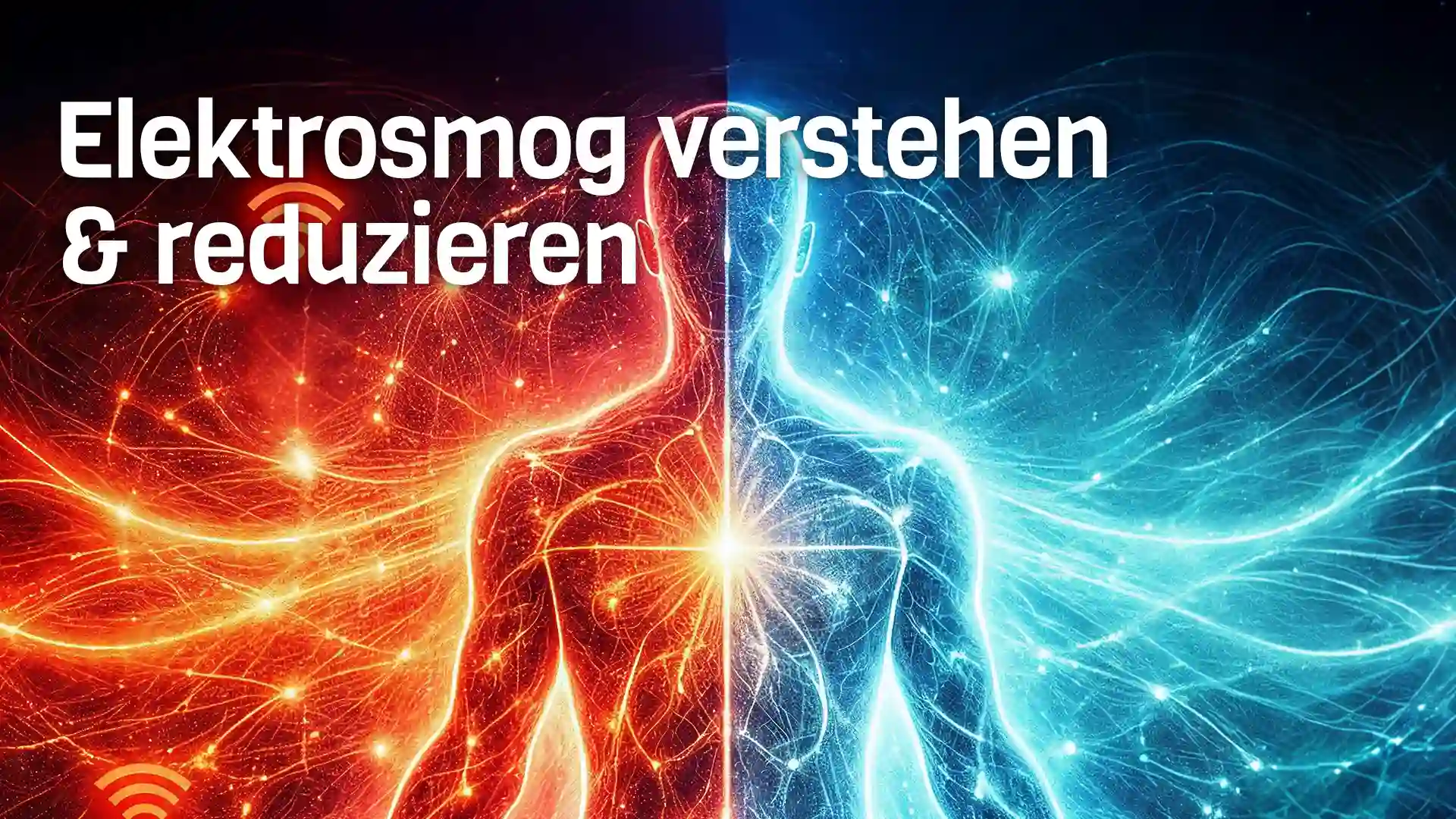 Mensch rot und blaue Strahlen mit Schrift