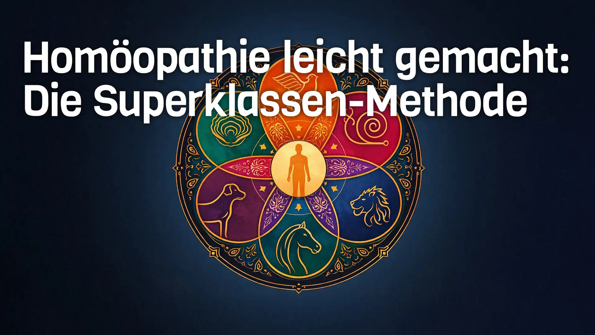 Blume mit den Symbolen der 6 Seelentypen Sankaran mit Text