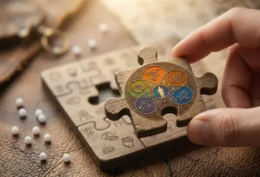 Puzzel Stück und Globuli