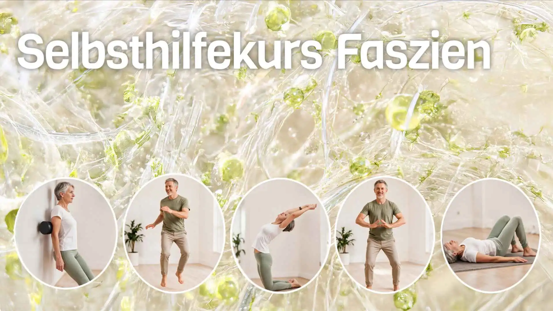 Menschen die Faszien Übungen machen mit Schrift