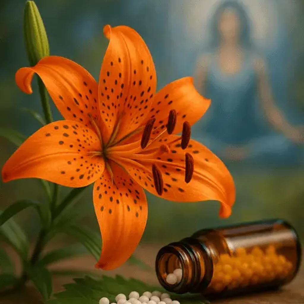 Rajan Sankaran_Remedien 2 – Blume Lilie in Orange und Globuli
